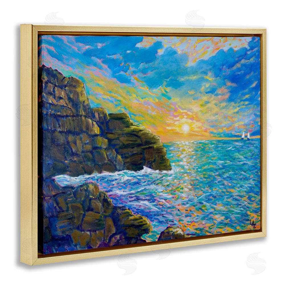Lee Ann Zirbes Reflections Of The Sea Gold Floating Frame Canvas Wall Art Print