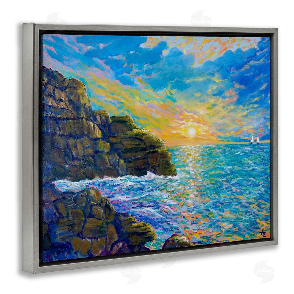 Lee Ann Zirbes Reflections Of The Sea Gray Floating Frame Canvas Wall Art Print