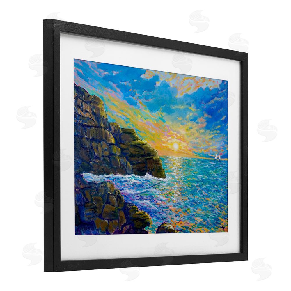 Lee Ann Zirbes Reflections Of The Sea Black Framed Print Under Glass with White Mat Wall Art