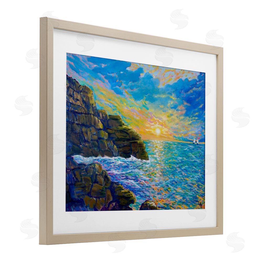 Lee Ann Zirbes Reflections Of The Sea Birch Framed Print Under Glass with White Mat Wall Art