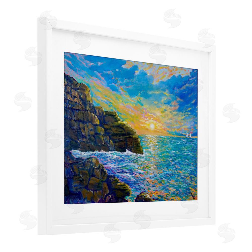 Lee Ann Zirbes Reflections Of The Sea White Framed Print Under Glass with Mat Wall Art