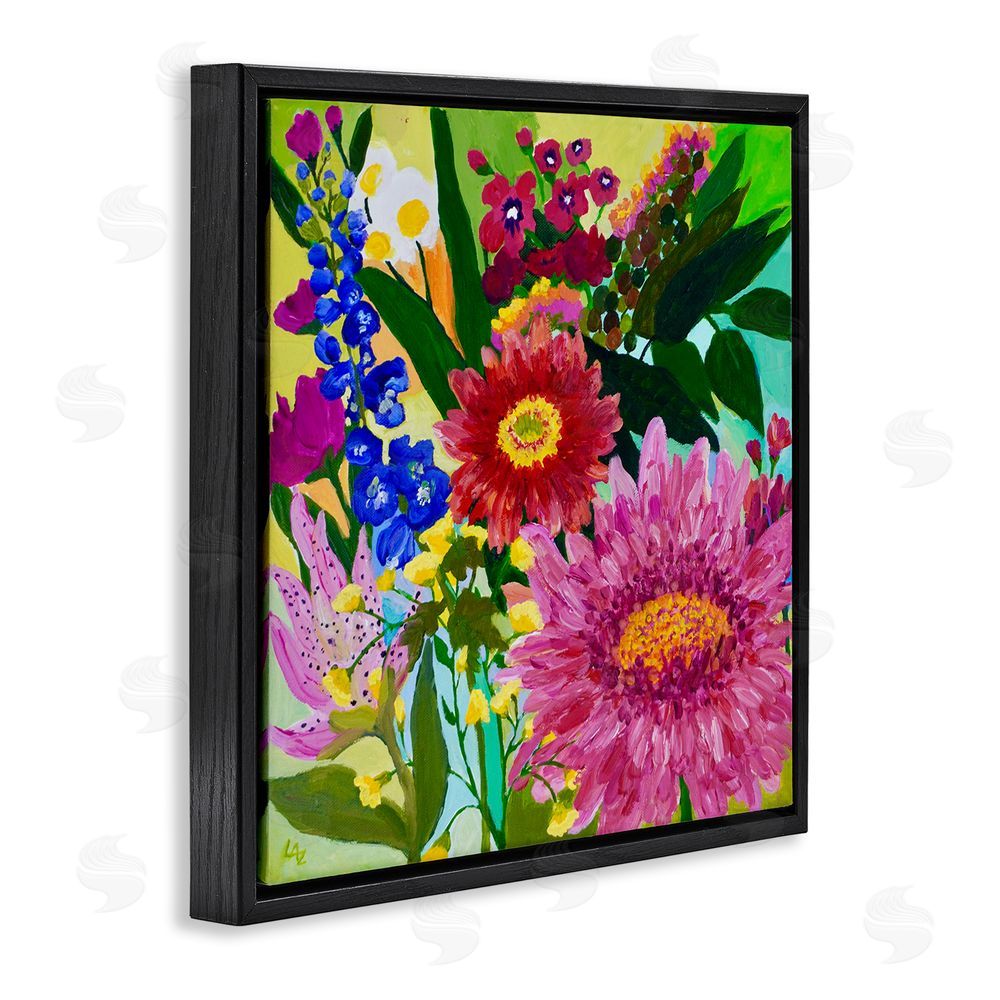 Lee Ann Zirbes Front Yard Florals Black Floating Frame Canvas Wall Art Print