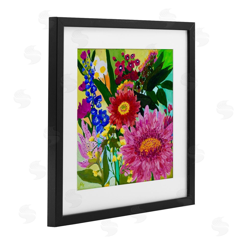 Lee Ann Zirbes Front Yard Florals Black Framed Print Under Glass with White Mat Wall Art