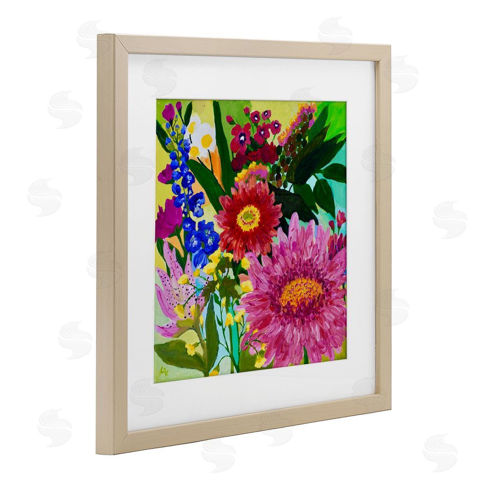Lee Ann Zirbes Front Yard Florals Birch Framed Print Under Glass with White Mat Wall Art