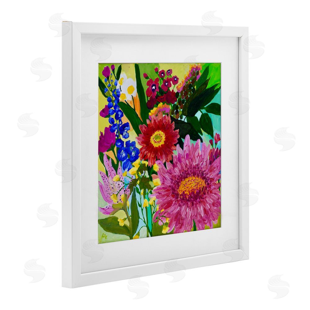 Lee Ann Zirbes Front Yard Florals White Framed Print Under Glass with Mat Wall Art