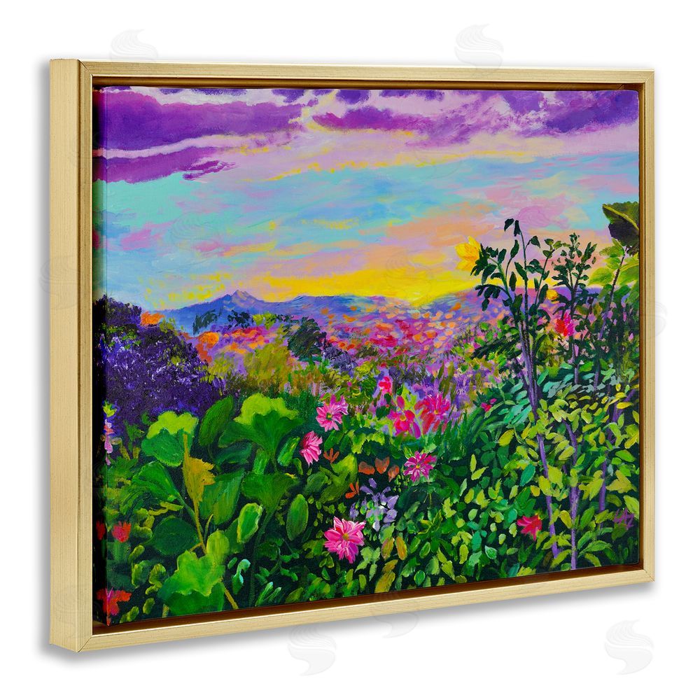 Lee Ann Zirbes Highland Flora Overlook Gold Floating Frame Canvas Wall Art Print