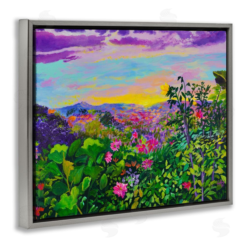 Lee Ann Zirbes Highland Flora Overlook Gray Floating Frame Canvas Wall Art Print