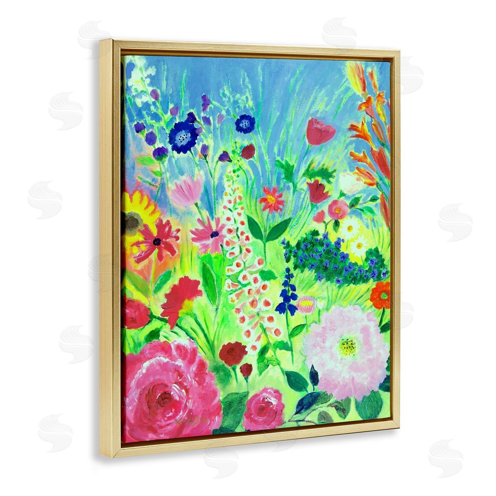 Lee Ann Zirbes Vibrant Summer Botanicals Gold Floating Frame Canvas Wall Art Print