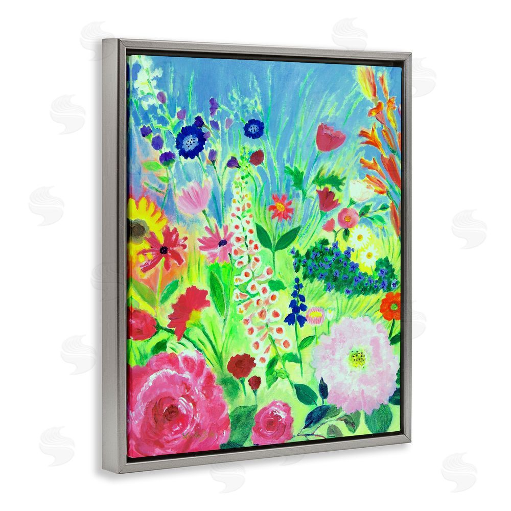 Lee Ann Zirbes Vibrant Summer Botanicals Gray Floating Frame Canvas Wall Art Print
