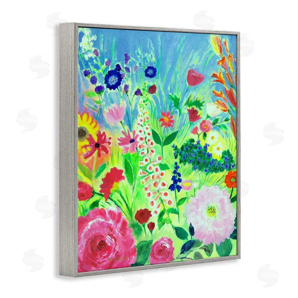 Lee Ann Zirbes Vibrant Summer Botanicals Gray Framed Giclee Wall Art Print
