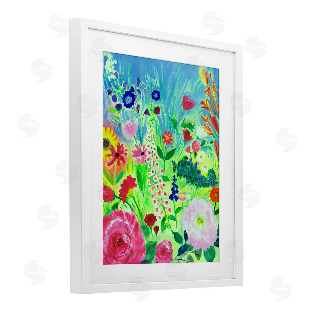 Lee Ann Zirbes Vibrant Summer Botanicals White Framed Print Under Glass with Mat Wall Art