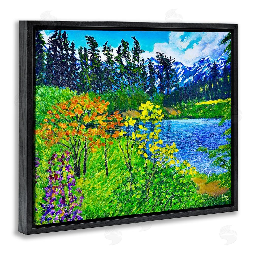 Lee Ann Zirbes Hidden Lake Scenery Black Floating Frame Canvas Wall Art Print