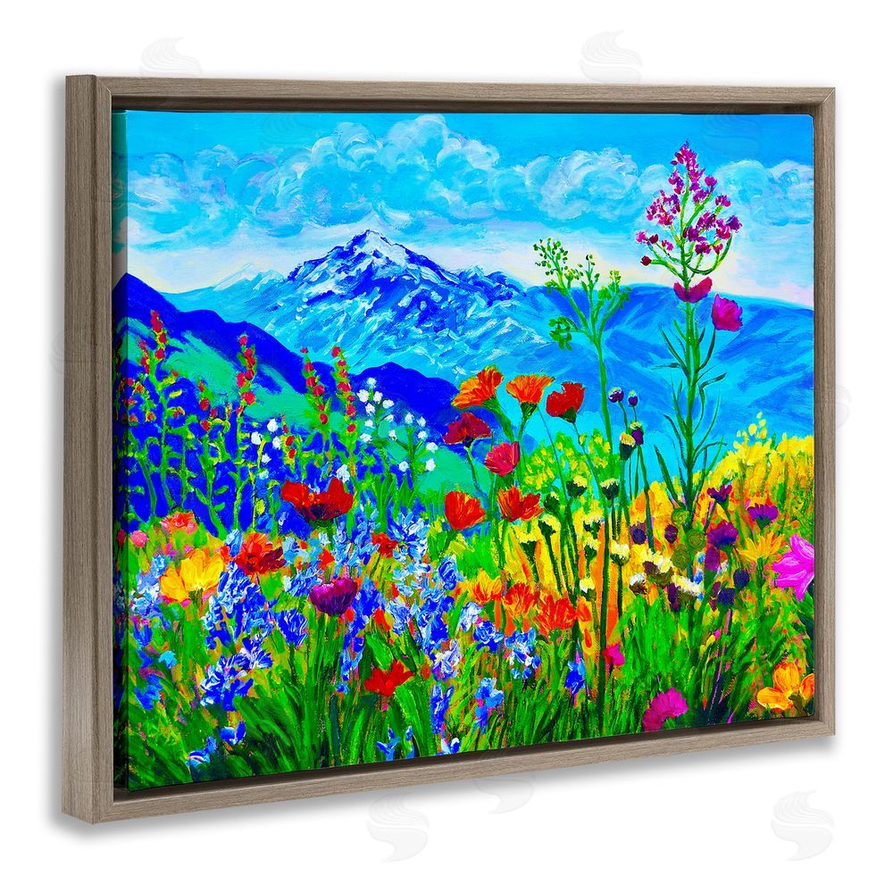 Lee Ann Zirbes Floral Mountain Outlook Brown Floating Frame Canvas Wall Art Print