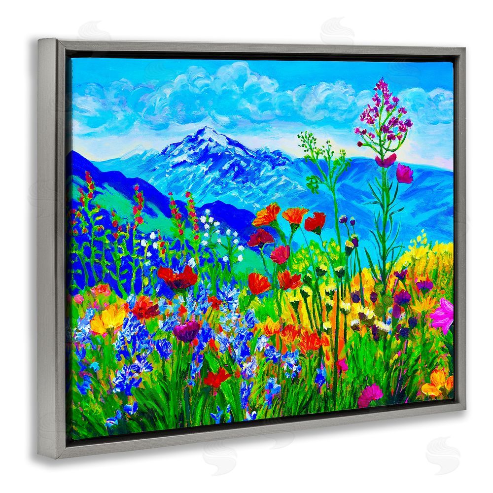 Lee Ann Zirbes Floral Mountain Outlook Gray Floating Frame Canvas Wall Art Print