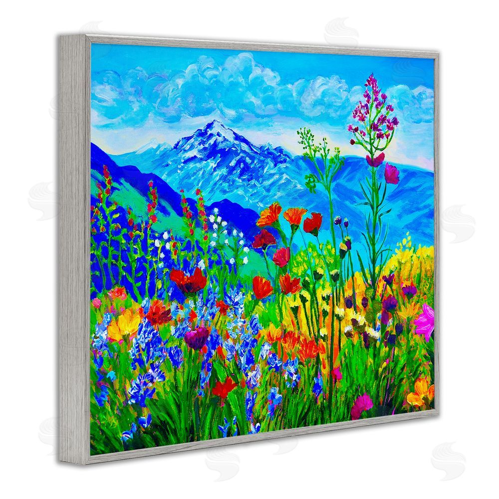 Lee Ann Zirbes Floral Mountain Outlook Gray Framed Giclee Wall Art Print