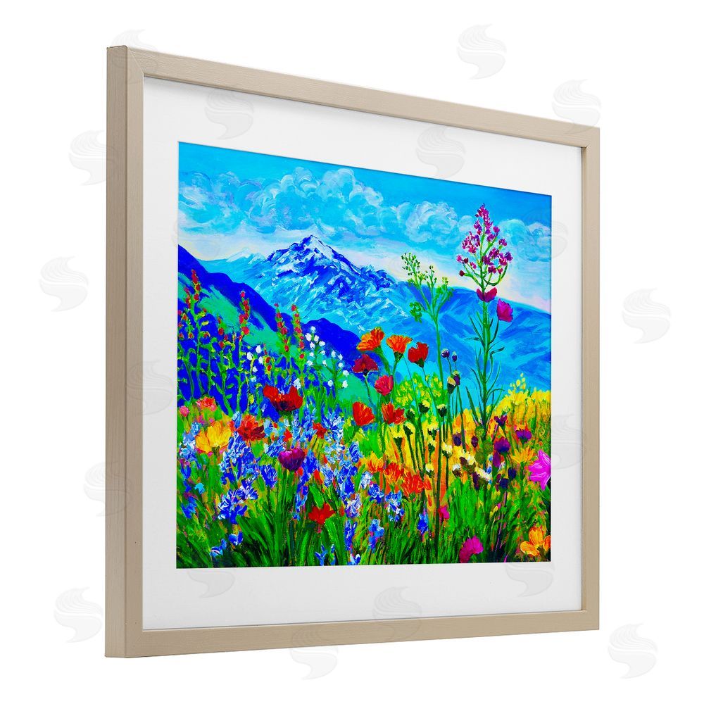 Lee Ann Zirbes Floral Mountain Outlook Birch Framed Print Under Glass with White Mat Wall Art