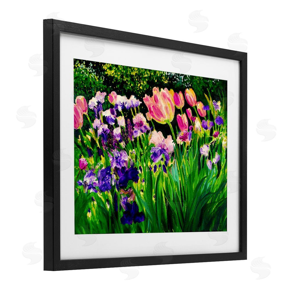 Lee Ann Zirbes Near The Windmill Garden Black Framed Print Under Glass with White Mat Wall Art