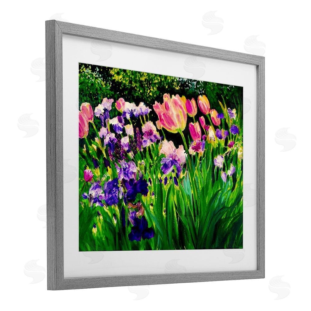 Lee Ann Zirbes Near The Windmill Garden Gray Framed Print Under Glass with White Mat Wall Art