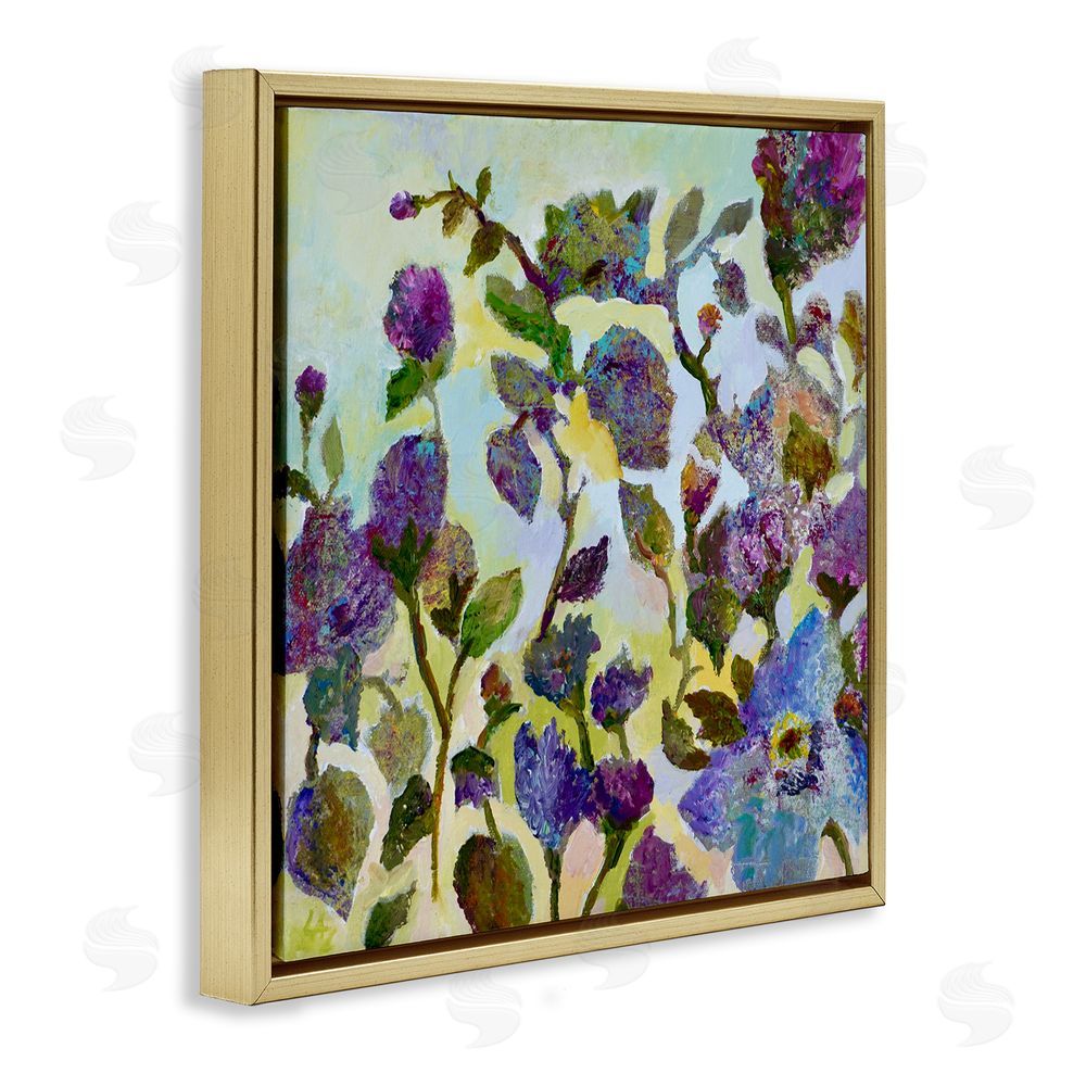 Lee Ann Zirbes Floral Tapestry Abstraction Gold Floating Frame Canvas Wall Art Print