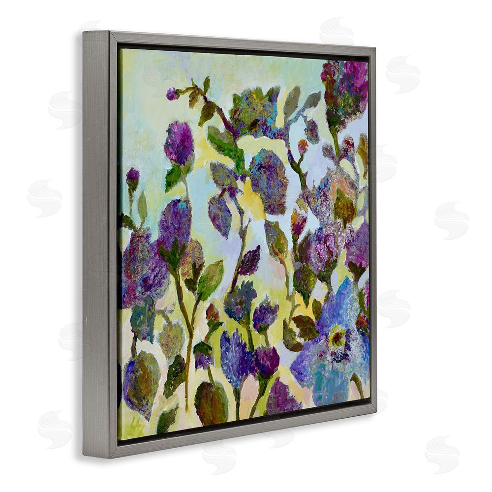 Lee Ann Zirbes Floral Tapestry Abstraction Gray Floating Frame Canvas Wall Art Print