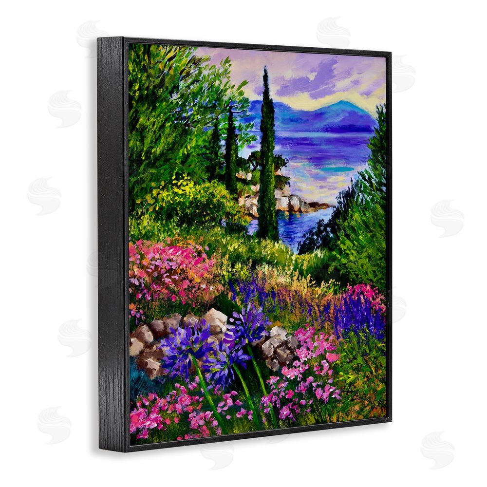 Lee Ann Zirbes Sea Vista Garden Scene Black Framed Giclee Wall Art Print