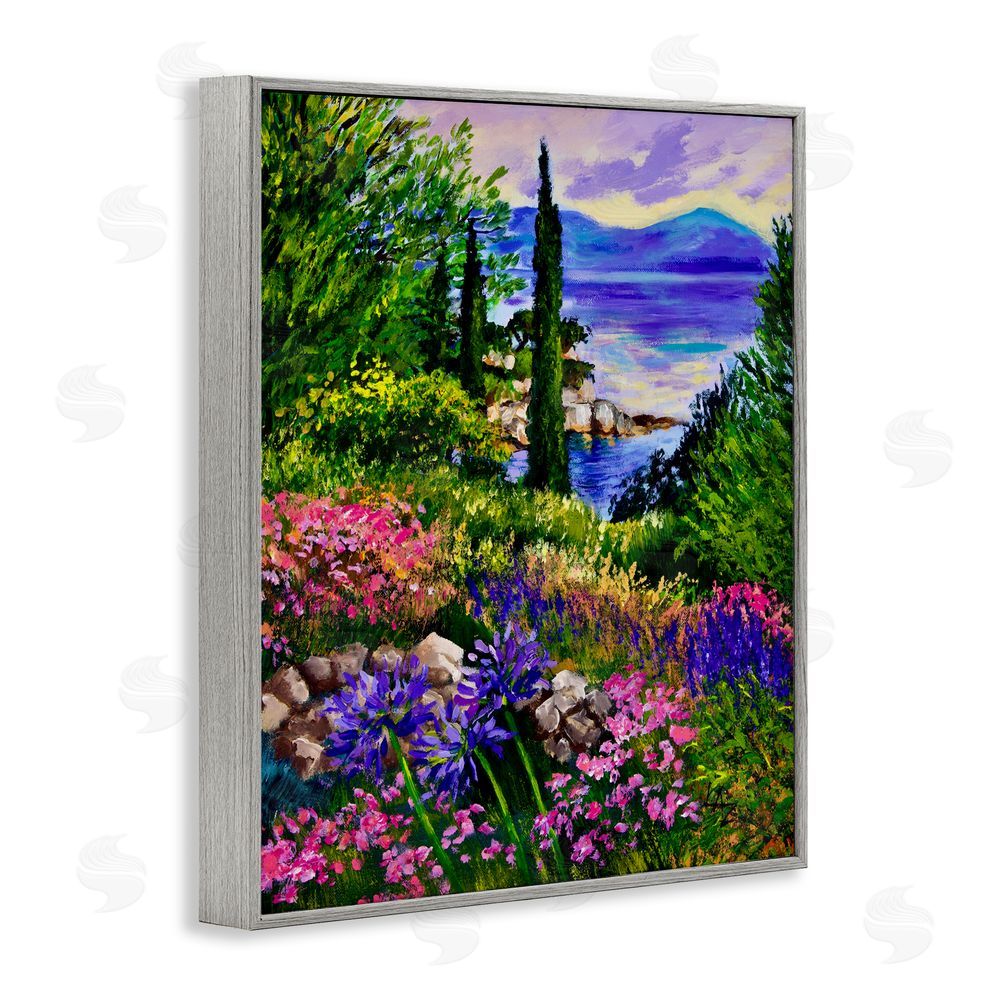 Lee Ann Zirbes Sea Vista Garden Scene Gray Framed Giclee Wall Art Print