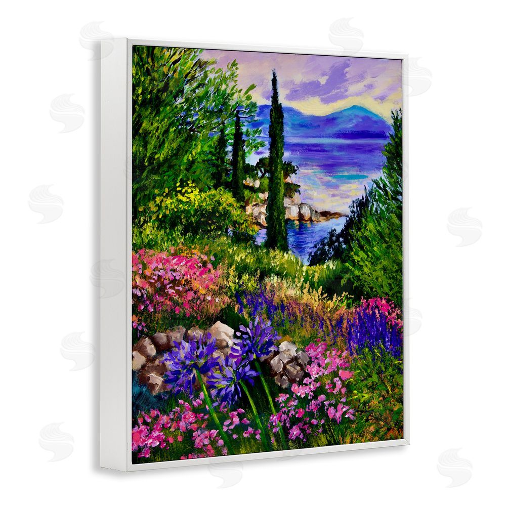 Lee Ann Zirbes Sea Vista Garden Scene White Framed Giclee Wall Art Print