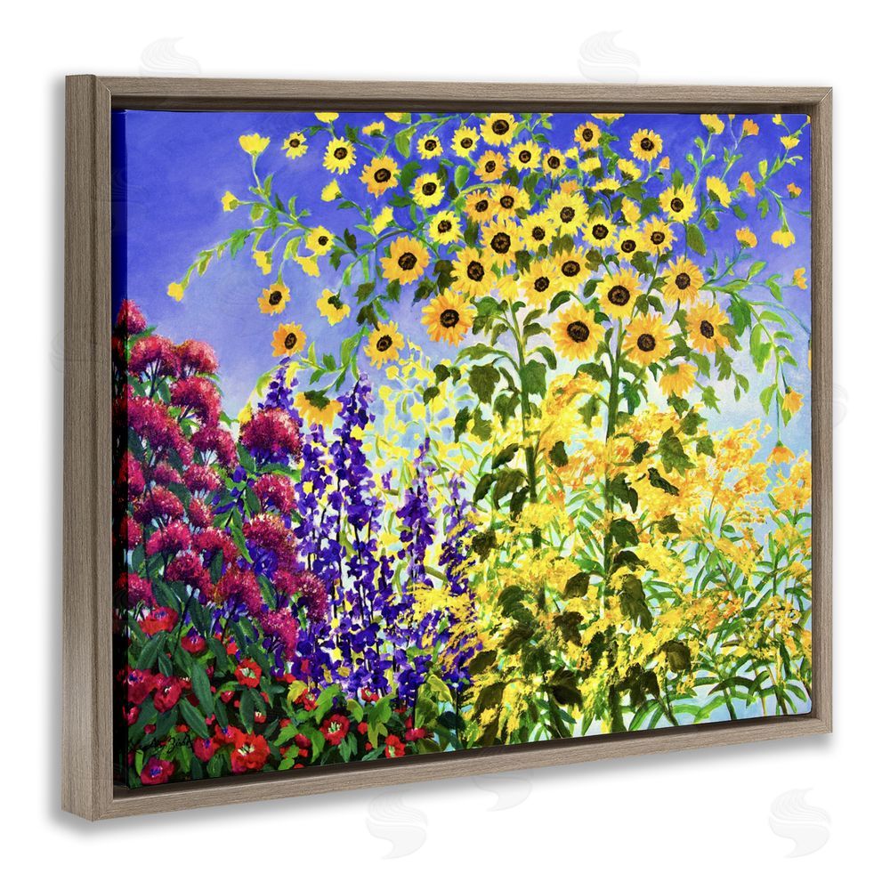 Lee Ann Zirbes Looming Sunflowers Spring Garden Brown Floating Frame Canvas Wall Art Print