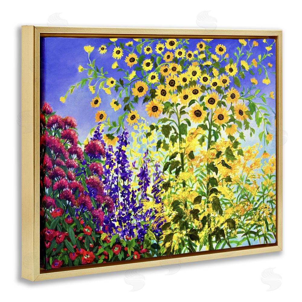 Lee Ann Zirbes Looming Sunflowers Spring Garden Gold Floating Frame Canvas Wall Art Print