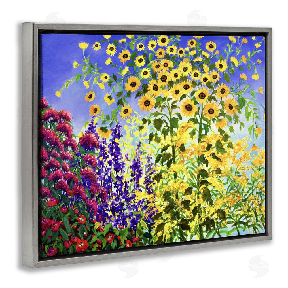 Lee Ann Zirbes Looming Sunflowers Spring Garden Gray Floating Frame Canvas Wall Art Print