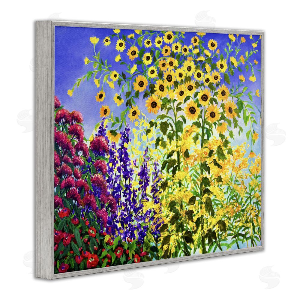 Lee Ann Zirbes Looming Sunflowers Spring Garden Gray Framed Giclee Wall Art Print