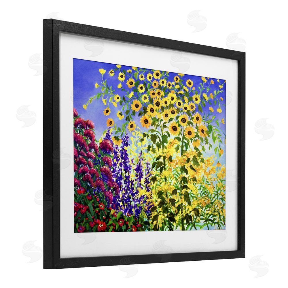 Lee Ann Zirbes Looming Sunflowers Spring Garden Black Framed Print Under Glass with White Mat Wall Art