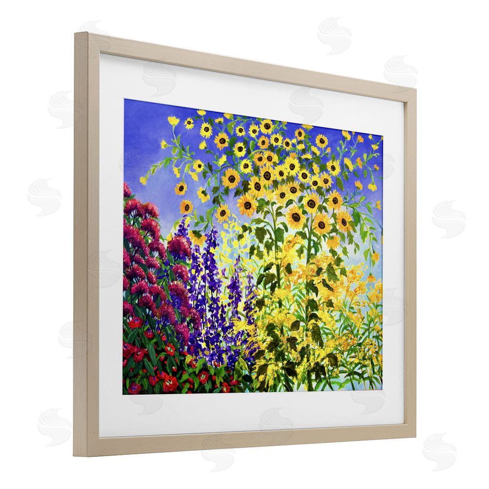 Lee Ann Zirbes Looming Sunflowers Spring Garden Birch Framed Print Under Glass with White Mat Wall Art
