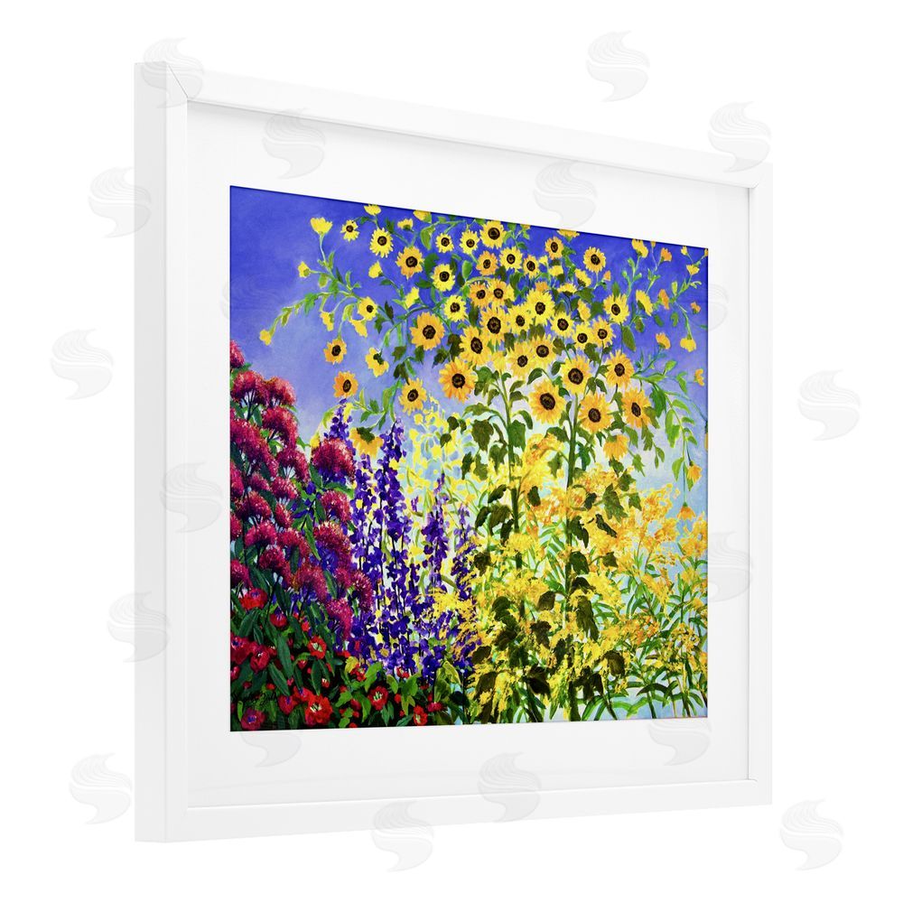Lee Ann Zirbes Looming Sunflowers Spring Garden White Framed Print Under Glass with Mat Wall Art