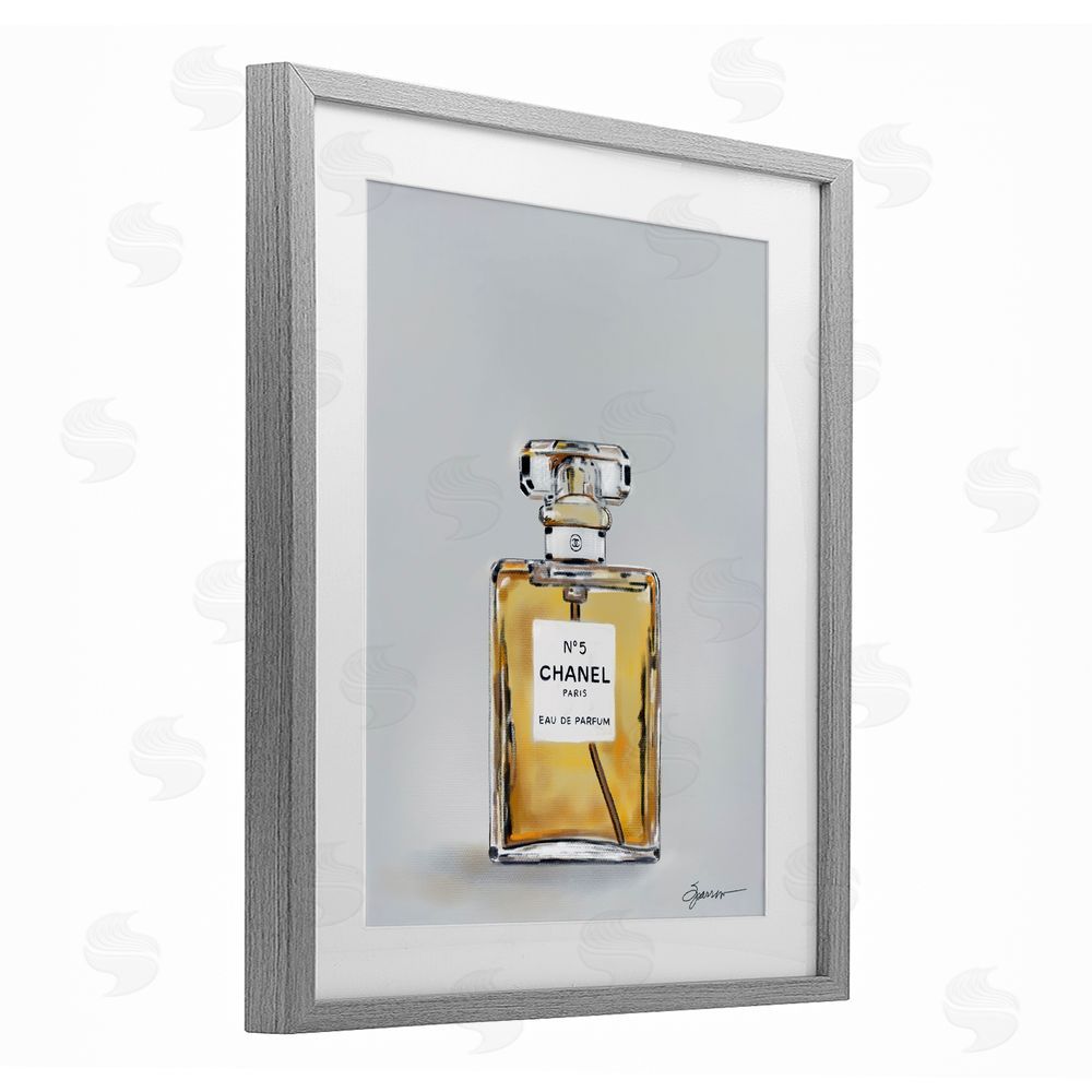 Mary Sparrow Elegant Luxury Perfume Gray Framed Print Under Glass with White Mat Wall Art