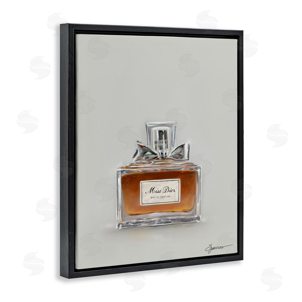 Mary Sparrow Elegant Fragrance with Bow Black Floating Frame Canvas Wall Art Print