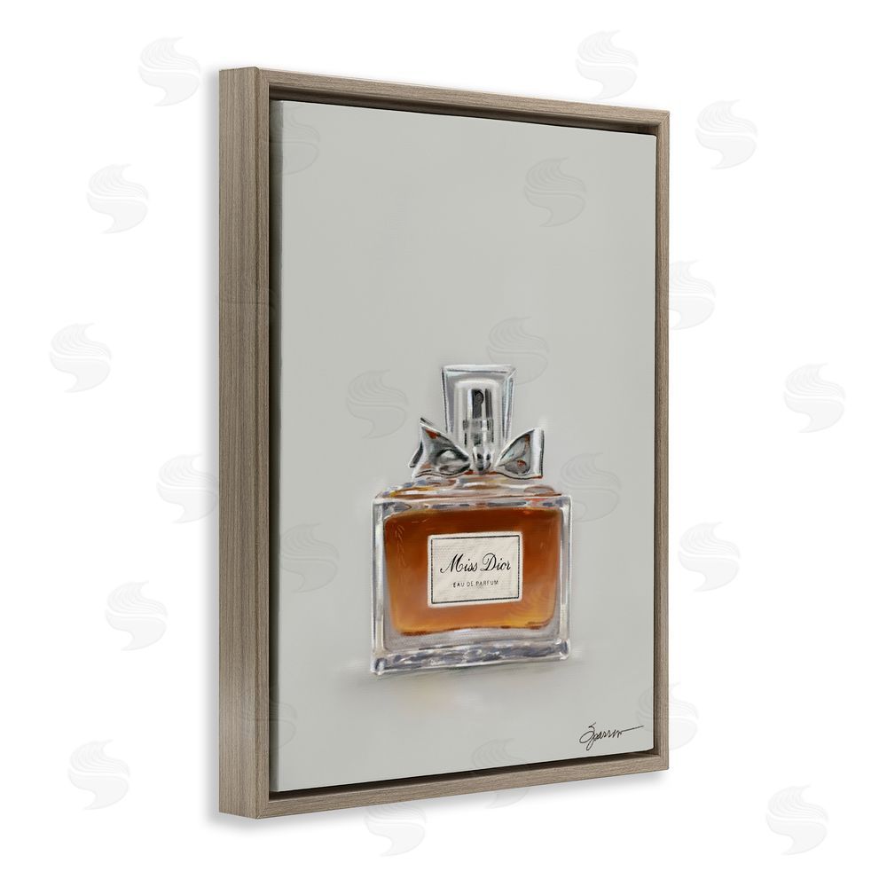 Mary Sparrow Elegant Fragrance with Bow Brown Floating Frame Canvas Wall Art Print