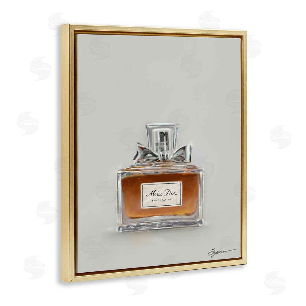 Mary Sparrow Elegant Fragrance with Bow Gold Floating Frame Canvas Wall Art Print