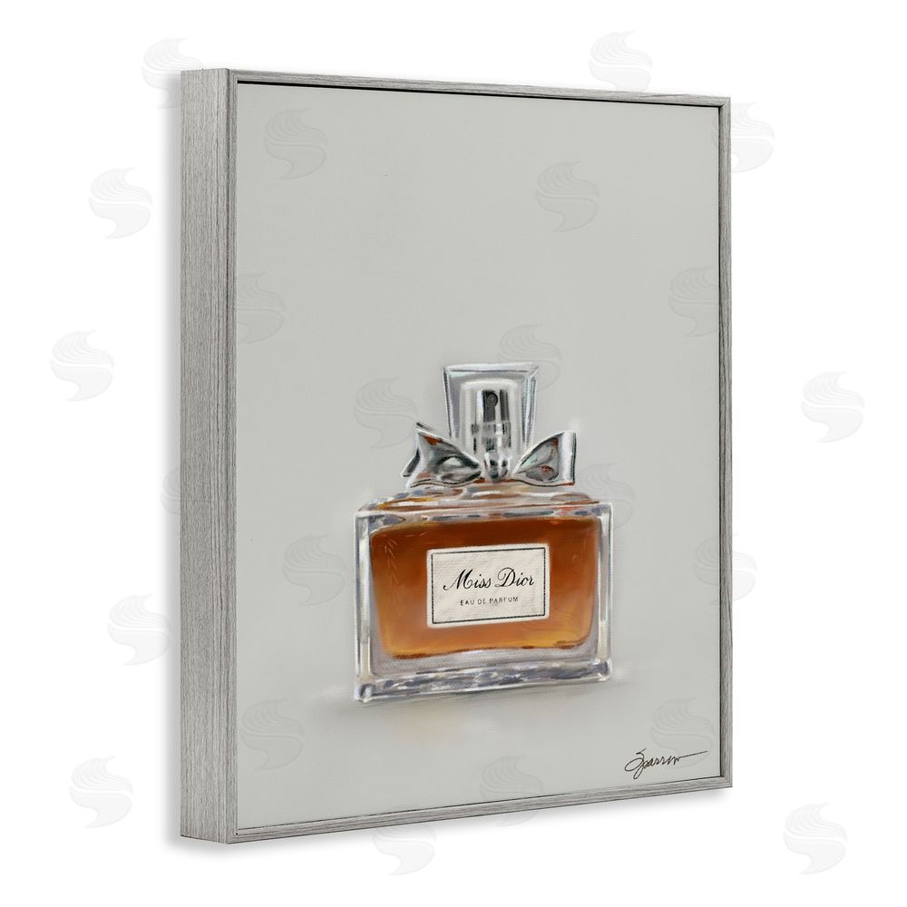 Mary Sparrow Elegant Fragrance with Bow Gray Framed Giclee Wall Art Print