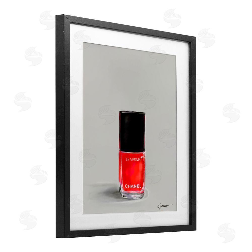 Mary Sparrow Classy Rouge Nail Polish Black Framed Print Under Glass with White Mat Wall Art