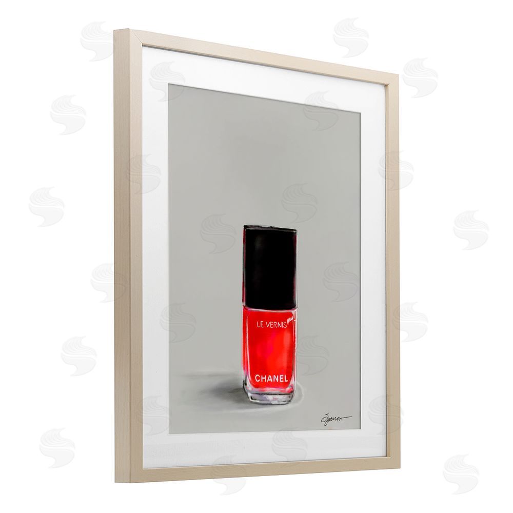 Mary Sparrow Classy Rouge Nail Polish Birch Framed Print Under Glass with White Mat Wall Art