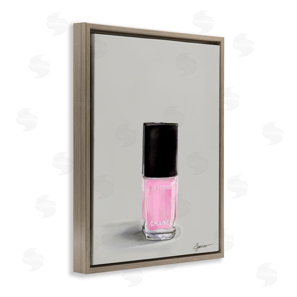 Mary Sparrow Pink Luxury Nail Polish Brown Floating Frame Canvas Wall Art Print