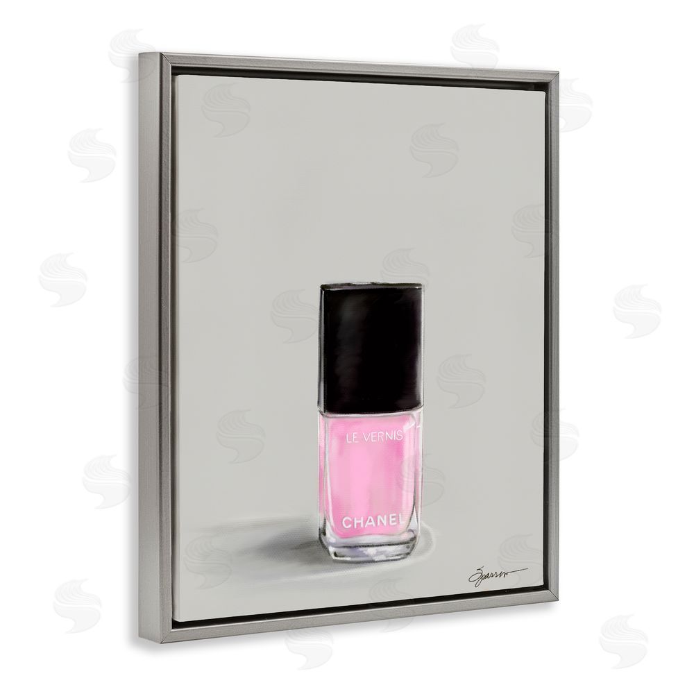 Mary Sparrow Pink Luxury Nail Polish Gray Floating Frame Canvas Wall Art Print