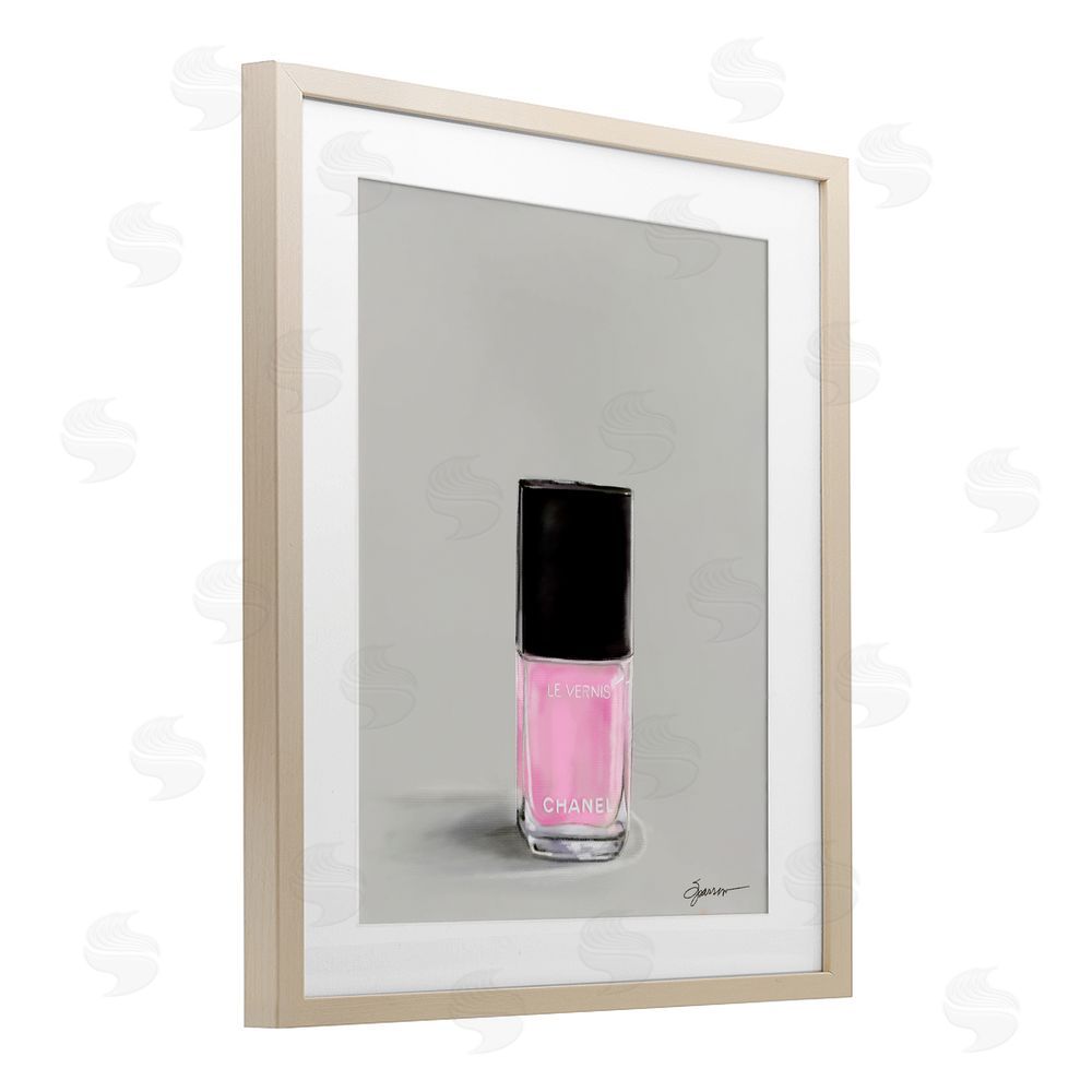 Mary Sparrow Pink Luxury Nail Polish Birch Framed Print Under Glass with White Mat Wall Art