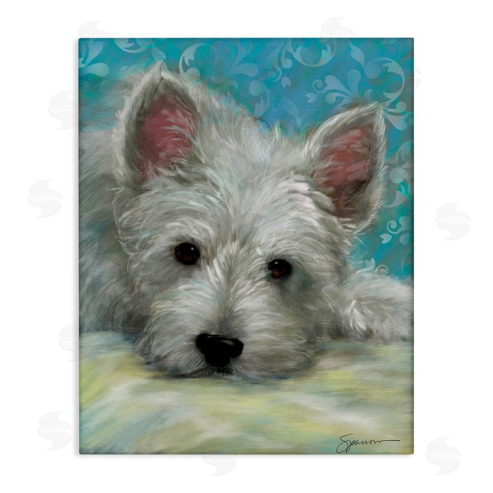 Mary Sparrow Lazy Day White Terrier Canvas Wall Art Print