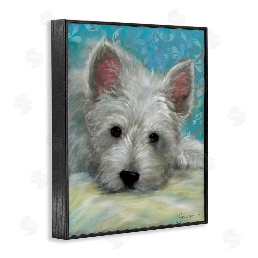 Mary Sparrow Lazy Day White Terrier Black Framed Giclee Wall Art Print