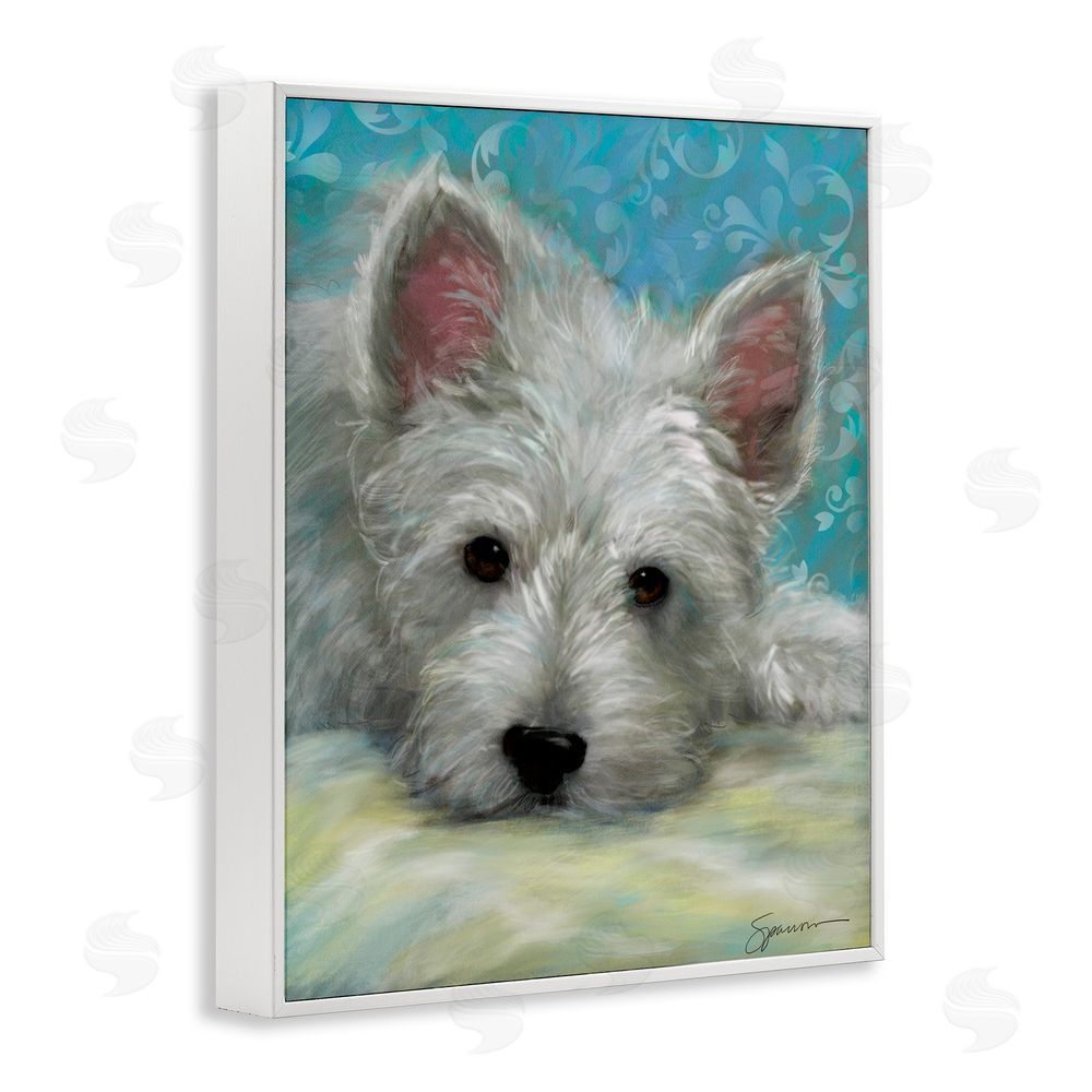 Mary Sparrow Lazy Day White Terrier White Framed Giclee Wall Art Print