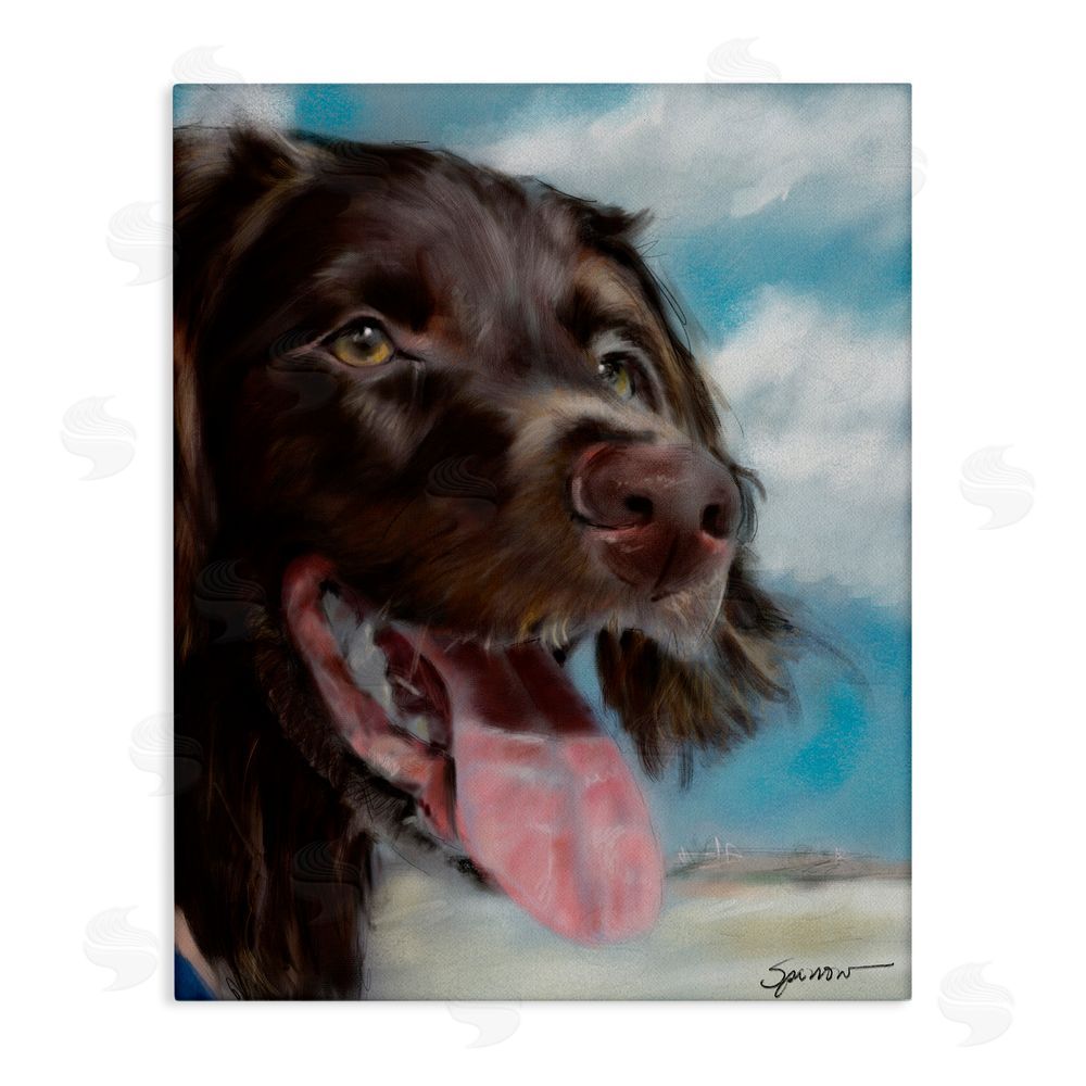 Mary Sparrow Happy Face Dog & Clouds Canvas Wall Art Print