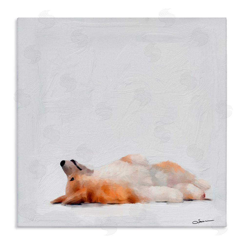 Mary Sparrow Resting Daydreamer Corgi Canvas Wall Art Print