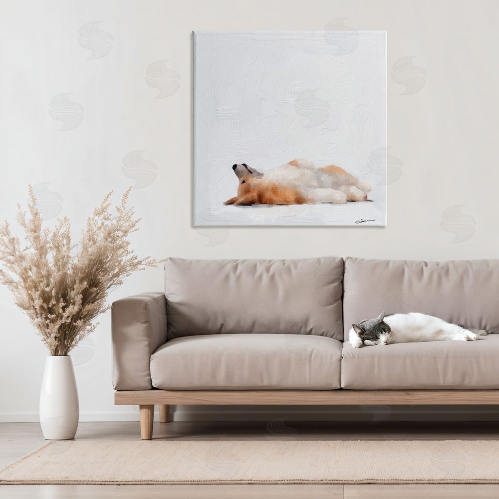 Mary Sparrow Resting Daydreamer Corgi Canvas Art on Wall